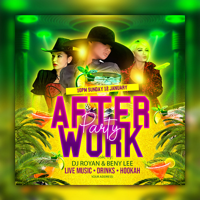 After Party Work Social Media Post animation branding brochure facebookpost flyer graphic design graphic designer illustration instagrampost logo design motion graphics socialmediapost typography vector