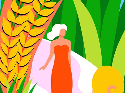 Grain in Ear character digital art fashion graphic design human illustration jieqi minimal nature plants solar terms summer tradition vector vector art