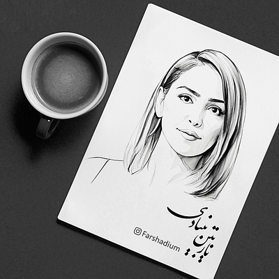 Portrait of "Nazanin Boniadi / نازنین بنیادی", Iranian Actress drawing illustration painting portrait