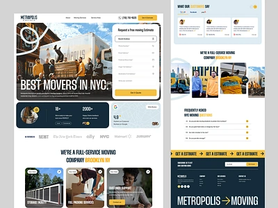 Metropolis - Moving Company Website Design branding courier design hero section homepage hvac landing page logistic company mover moving company plumbing roofer shipping ui ui design ux web design webdesign website website design