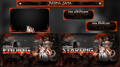 Japanese Twitch Overlay Themes graphic design illustration logo mascot logo stream pack streaming twitch