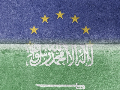 Flags of the European Union and Saudi Arabia design graphic design