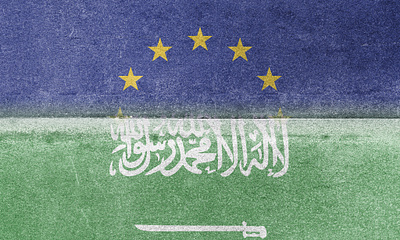 Flags of the European Union and Saudi Arabia design graphic design