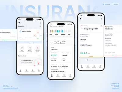 Insurance Application — Fintech company app app design application clean ui clear ui contract documents financial fintech graph insurance insurance company ios light theme mobile app mockup product design reddot trend 2025 uxui