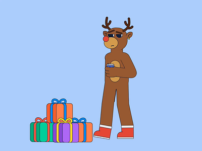 Christmas, time to go to work ~ F animation christmas design elk illustration merry chrismas motion graphics