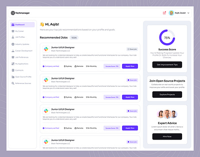 Job Finder Dashboard - UI Design dashboard dashboard ui job dashboard job fiinder job finding job portal job portal dashboard jobportal minimal modern dashboard