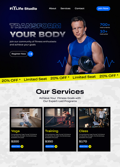 Fitlife Studio UI finess ui design fitness gym ui dsign ux design