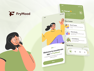 FryMood - Self Care Mobile Apps figma mobile apps mockup self care ui ui design user experience user interface ux ux design