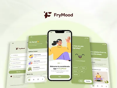 FryMood - Self Care Mobile Apps figma mobile apps mockup self care ui ui design user experience user interface ux ux design