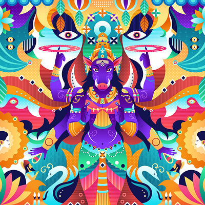 Varahi colours design dribbble follow goddess graphicdesign hindu illustration shot vector