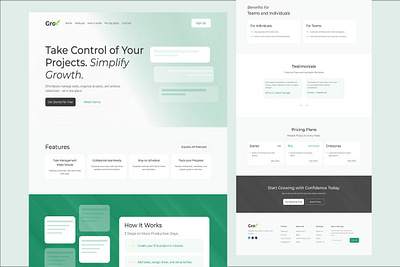 Grow - Website UI UX Design app design brand design logo desgin project management tool task manager tool ui ux ui ux design user interface user interface design website design website homepage website landing page website ui