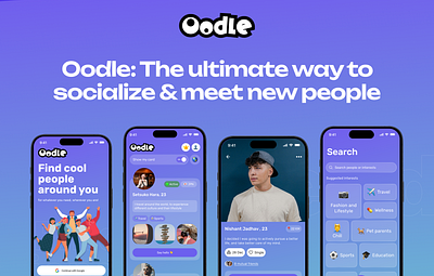 Oodle : Find cool people around you app branding design products ui ux