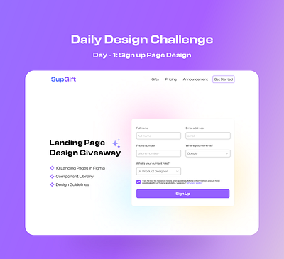 #DailyUI Challenge - Day 1 dailyui signup ui ui web design