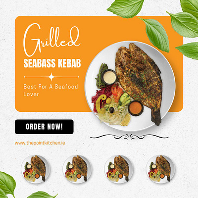 Food Post ( Social Media Post Deign ) food grilled kebab marketing post seabass smm social media post