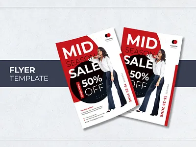 Fashion Sale Mid Season Creative Red White digital graphic design poster product