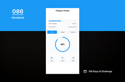 DAY-086 PROGRESS 100 days ui 100days 100daysofui app app design application application design daily ui challenge design figma progress progress bar progress ui ui user interface ux web design website design