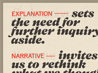 Explanation vs Narrative graphic design poster quote storytelling texture typography weekly design