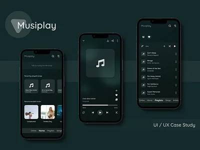 Musiplay - Music App | Case Study case study design mobile app mobile design mobile interface mockups music app musiplay ui ux visual design