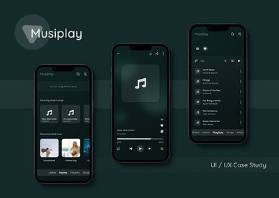 Musiplay - Music App | Case Study case study design mobile app mobile design mobile interface mockups music app musiplay ui ux visual design