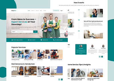 Home, Office Services Website - UI/UX Design cleaning website figma home services website office service website office website services website visual design