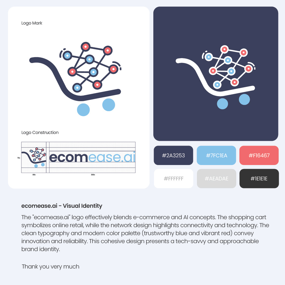 ecomease.ai Logo Design ai driven brand identity clean design e commerce innovation logo design minimalist modern scalable technology