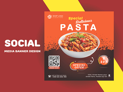 Social Media Food Banner Design branding delicious food discount fast food food graphic design pasta product design product offer product promotion restaurant special offer