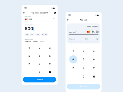 Balance top up app bank banking card fintech mobile uxui