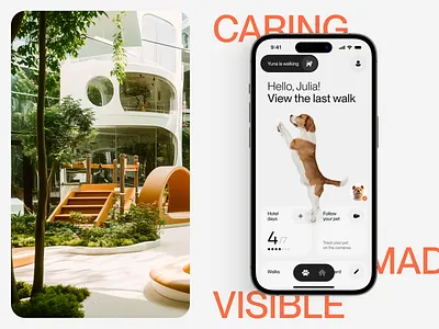 Pet App Pawradise - Mobile iOS UX/UI Design animal care app design clean ui dog app innovative app innovative ui mobile app mobile design modern design modern ui pet app pet care pet dog pet hotel app pet tech smart app ui ui trends ux uxui