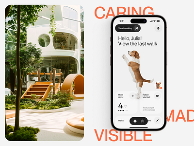 Pet App Pawradise - Mobile iOS UX/UI Design animal care app design clean ui dog app innovative app innovative ui mobile app mobile design modern design modern ui pet app pet care pet dog pet hotel app pet tech smart app ui ui trends ux uxui