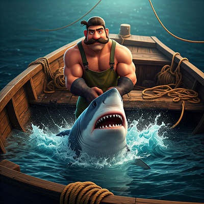 illustration fisherman animation