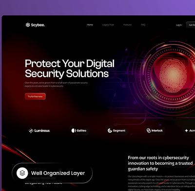 Scybee Cyber Security Template branding design figma framer illustration ui uiux ux web design webflow