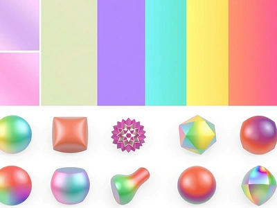 Gradient Textures Shapes 3D Objects Collection design graphic design illustration vector