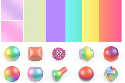 Gradient Textures Shapes 3D Objects Collection design graphic design illustration vector