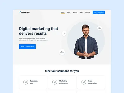 Landing page. Redesign. Case study animation ui