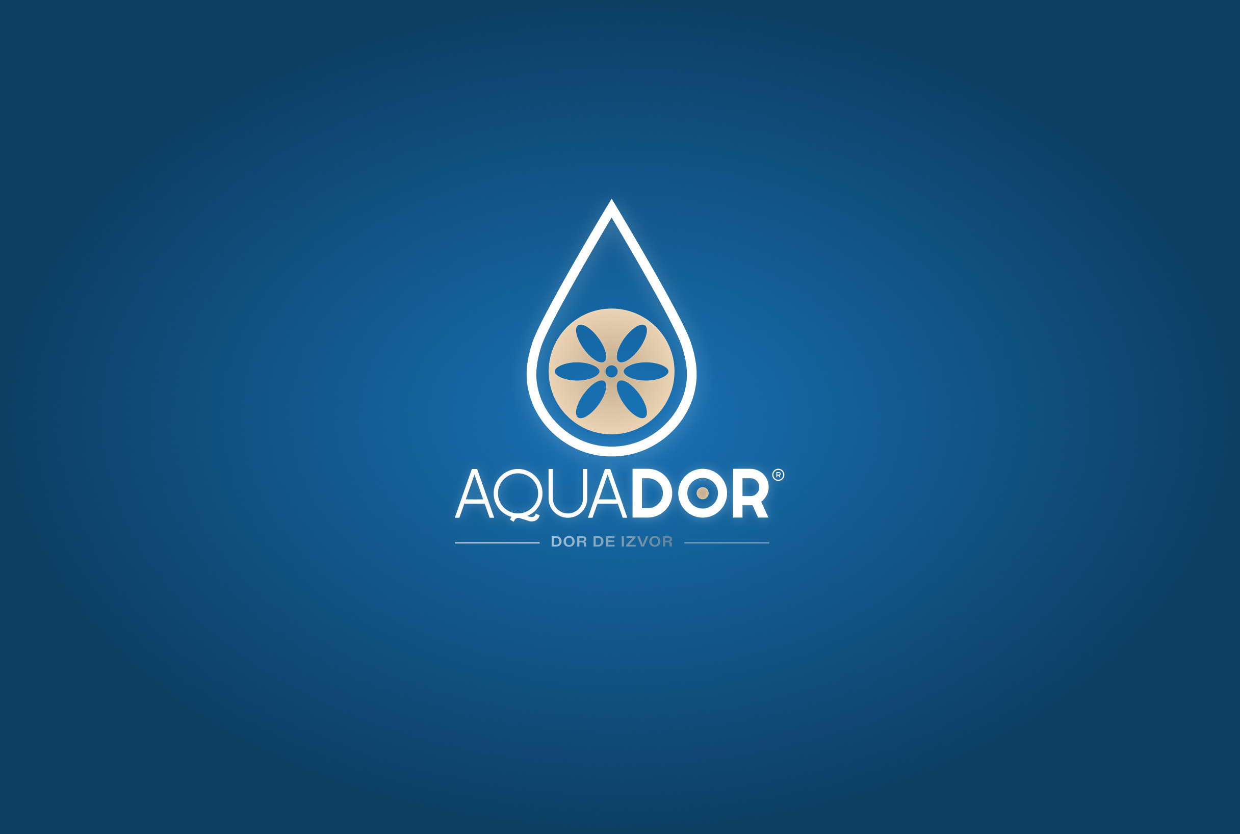 Aquador Water Brand Logo aqua blue bottle bottle label branding design drop of water flower gold label design liquid logo logo design logomark mockup ornamental packaging design traditional vector water