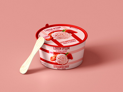 Strawberry Ice cream Cup cup graphic design ice cream minimalist strawberry typography