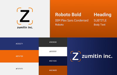 ZUMITIN Inc. Branding Board adobeillustrator brand identity branding branding board branding guidelines brandingboard brandingguidelines canva color graphic design it logo marketing typography ui ux