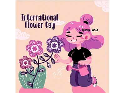 Illustration for International Flower Day background beauty bloom bouquet cartoon celebration day environment event female floral flower garden greeting holiday nature rose season spring winter