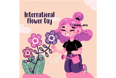 Illustration for International Flower Day background beauty bloom bouquet cartoon celebration day environment event female floral flower garden greeting holiday nature rose season spring winter