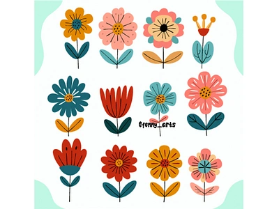 Illustration for Spring Flower beautiful bloom blooming blossom collection colorful cute decoration elements floral flower leaf leaves nature ornament pack petals plant set spring