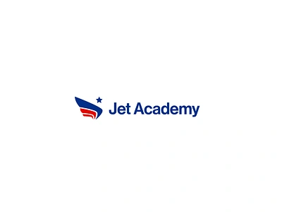 Jet Academy concept 1 academy air aircraft airplane airways blue brand brand design brand identity branding design fly graphic design jet logo logo design red sans serif star usa