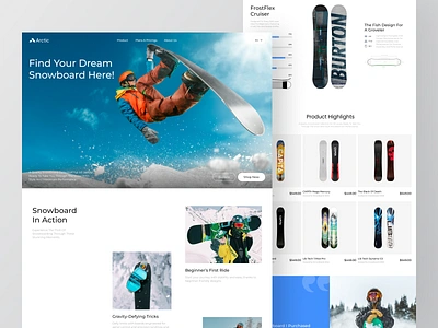 ARCTIC - E-commerce Snowboard Website clean design e commerce ecommerce landing page minimalist modern online store ski snoboard store snow snowboard ui ui design uiux web design website website design winter winter sport