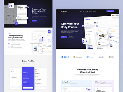 Evotask - Task Management Landing Page app design landing page management manager project project manager task task manager ui ui design ux web design