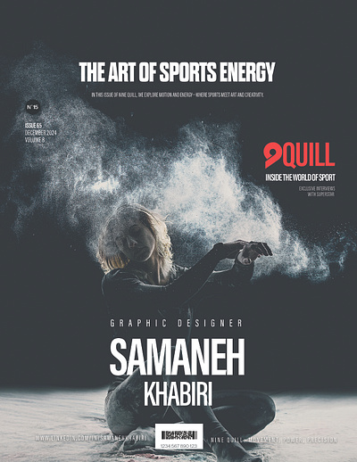 Nine Quill: Showcasing the Versatility of Sports Design Through branding color theory creativegraphicdesign editorial design graphic design illustration illustrator layout design magazine cover design samaneh khabiri samanehkhabiri typography design visual storytelling