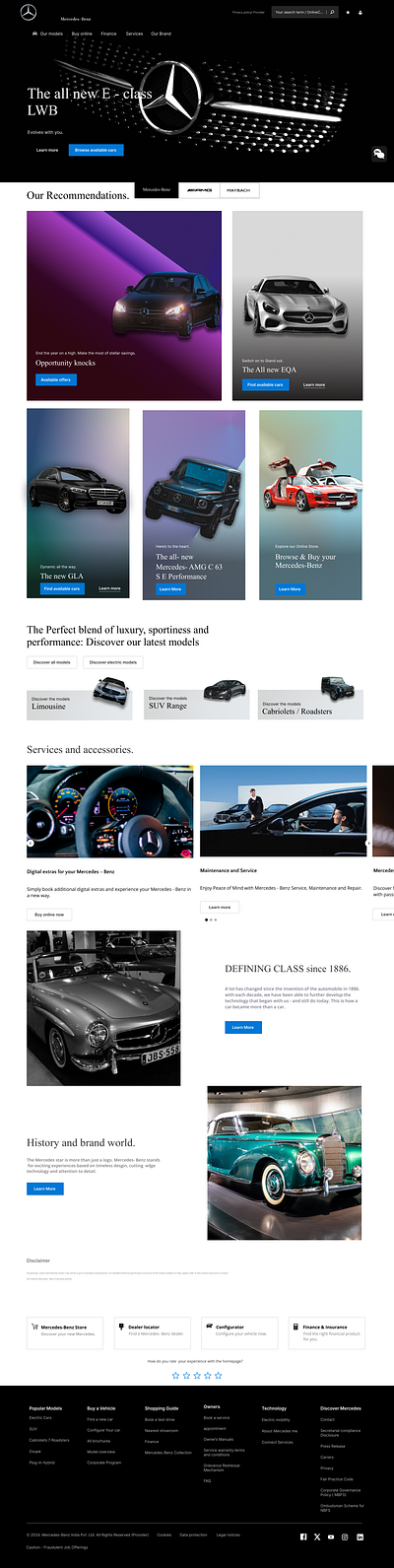 Redesign of Mercedes- Benz Landing page branding figma landing page mercedes benz redesign uiux website