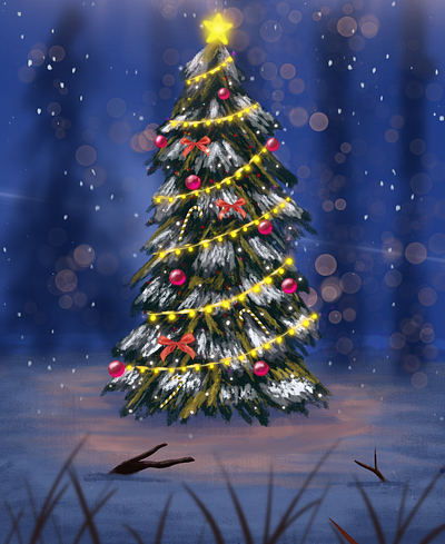 Enchanted Winter art artwork celebration christmas december digital art digital painting drawing illustration procreate santa tree winter xmas