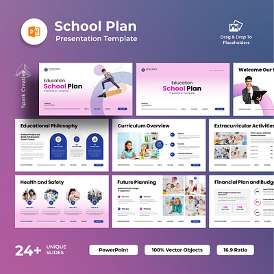 Education School Plan Presentation Template agency brand strategy branding business children clean corporate creative design education graphic design guideline kids minimal pitch deck plan presentation school template