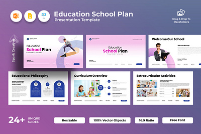 Education School Plan Presentation Template agency brand strategy branding business children clean corporate creative design education graphic design guideline kids minimal pitch deck plan presentation school template