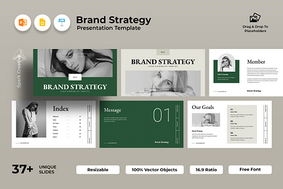 Brand Strategy Presentation Template agency brand strategy branding clean corporate creative design graphic design keynote layout minimal minimalist pitch deck powerpoint pptx presentation simple slides template