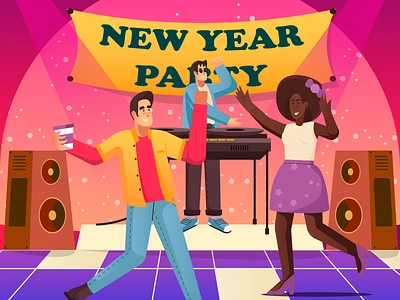 New Year- Illustrations 🎆 branding celebration character design design design asset family festive free asset friends graphic design iconscout illustration new year party people vector